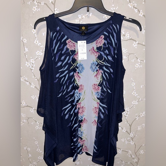 JM Collection Tops Nwt Jm Collection Gauze Layered Cold Shoulder Top Poshmark